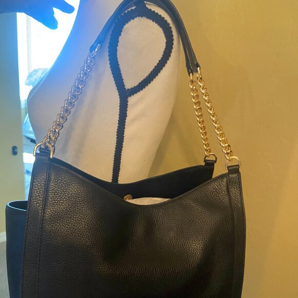 NWT MICHAEL MICHAEL KORS NEWBURY MD GOLD CHAIN LEATHER SHOULDER TOTE - Picture 4 of 11